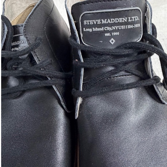 Steve Madden Upton Mens Black Leather Chukka Boots Gum Sole Mid Top Sneakers 8.5 - Picture 5 of 8